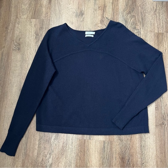 Vince V-Neck 100% Cashmere Navy Blue Sweater - Picture 9 of 12